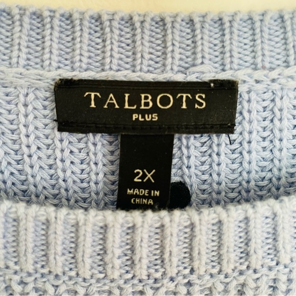 NWOT Talbots Blue Shaker Stitch Embroidered Polka Dot Pullover Sweater S⦠- Picture 2 of 8